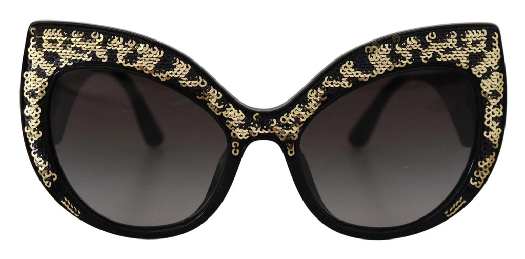 Lunettes de soleil dolce gabbana noir avec détail sequins or et verres polarisés modèle dg4326 papillon