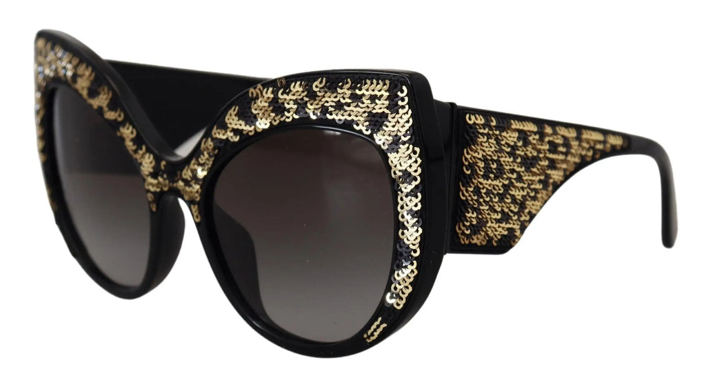 Lunettes de soleil papillon noir dolce & gabbana dg4326 avec sequins dorés et verres polarisés