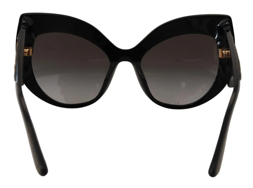 Lunettes de soleil dolce & gabbana dg4326 noires avec monture cat-eye, verres dégradés gris et accents dorés
