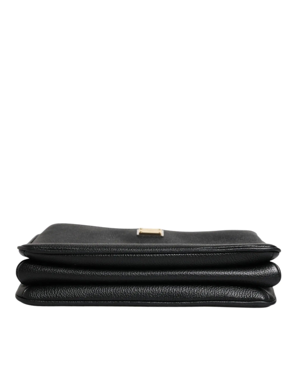 Dolce & Gabbana pochette en cuir grain noir avec fermoir rectangulaire doré en métal