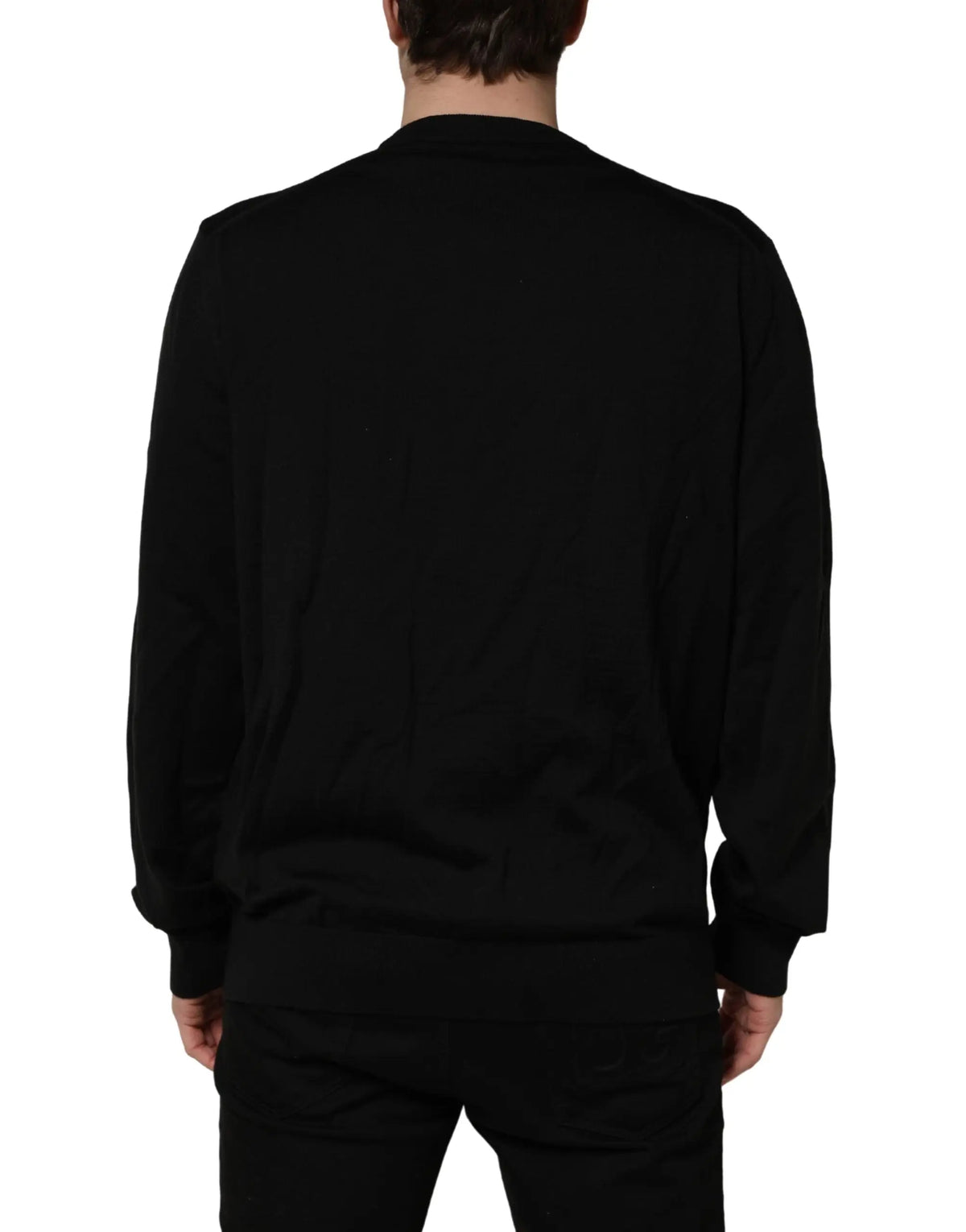 Dolce & gabbana pull en laine noir à col rond avec logo graphique manches longues
