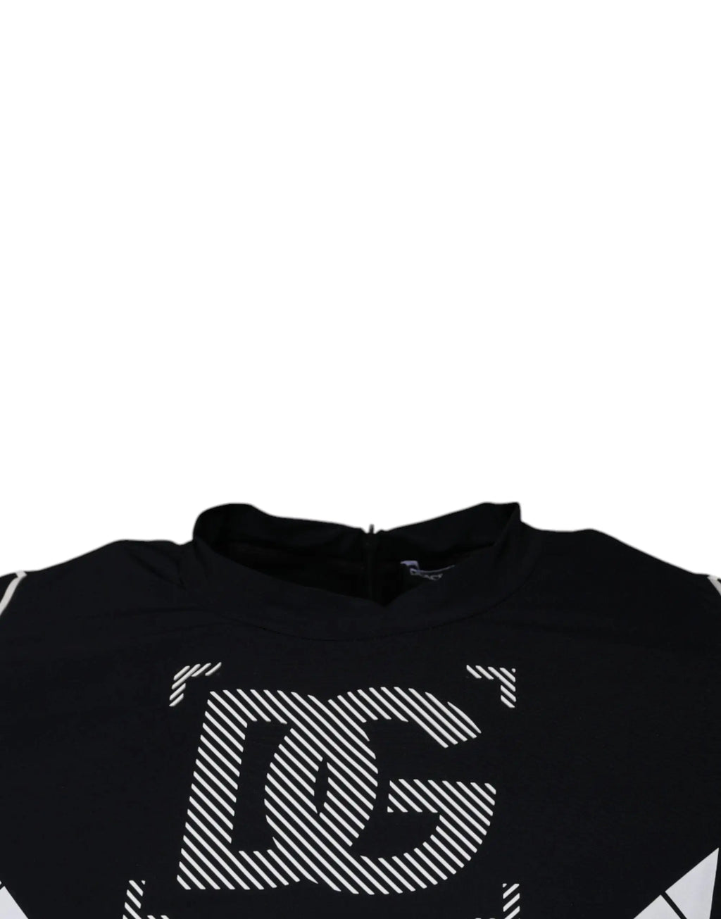 Dolce & gabbana t-shirt noir en nylon avec logo graphique blanc en diagonale style rash guard dc shoes