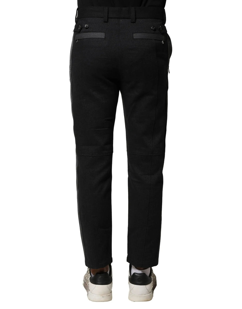 Pantalon homme tapered dolce gabbana noir gris en coton avec poches latérales élégantes et coutures discrètes