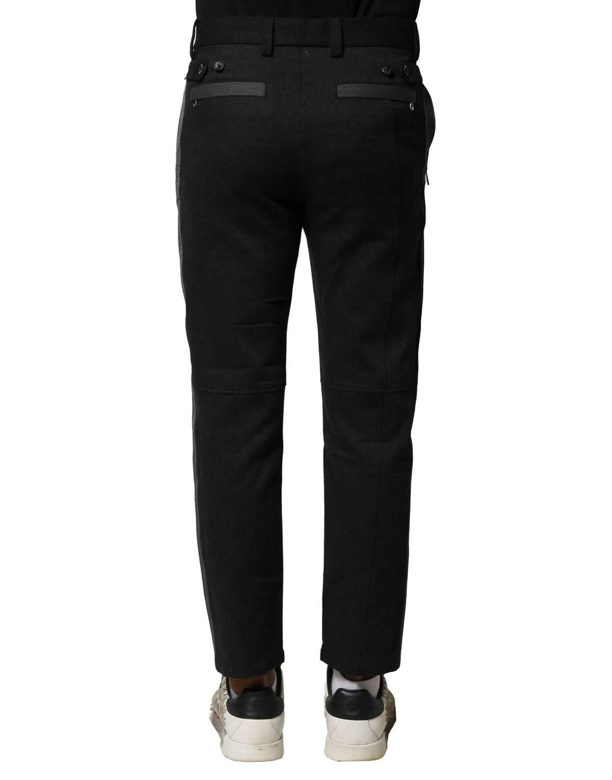Pantalon homme tapered dolce gabbana noir gris en coton avec poches latérales élégantes et coutures discrètes