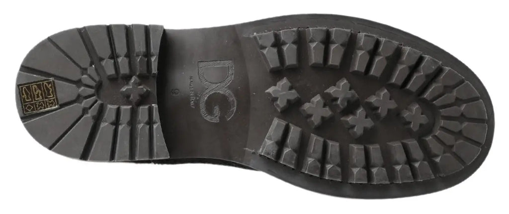 Semelle en caoutchouc noir avec motif profond et logo embossé pour bottines cheville en cuir noir gris dolce gabana