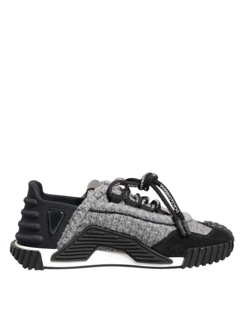 Dolce & Gabbana chaussure basse ns1 noire et grise avec semelle épaisse et design géométrique texturé