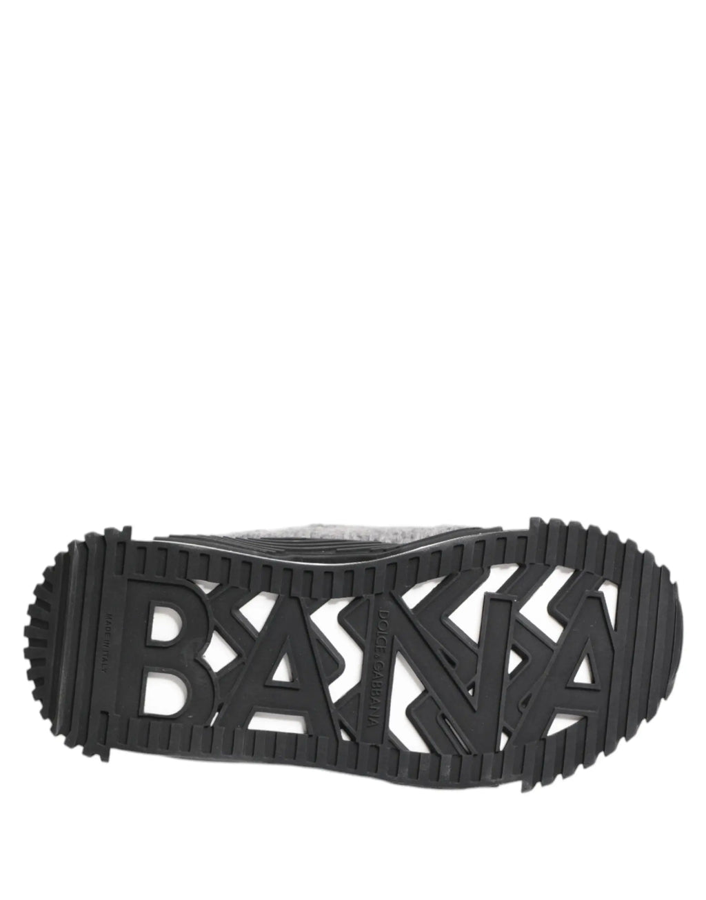 Semelle extérieure noire en caoutchouc avec logo banana embossé et motif de bande de roulement texturé pour baskets dolce gabbana ns1 basses noir gris