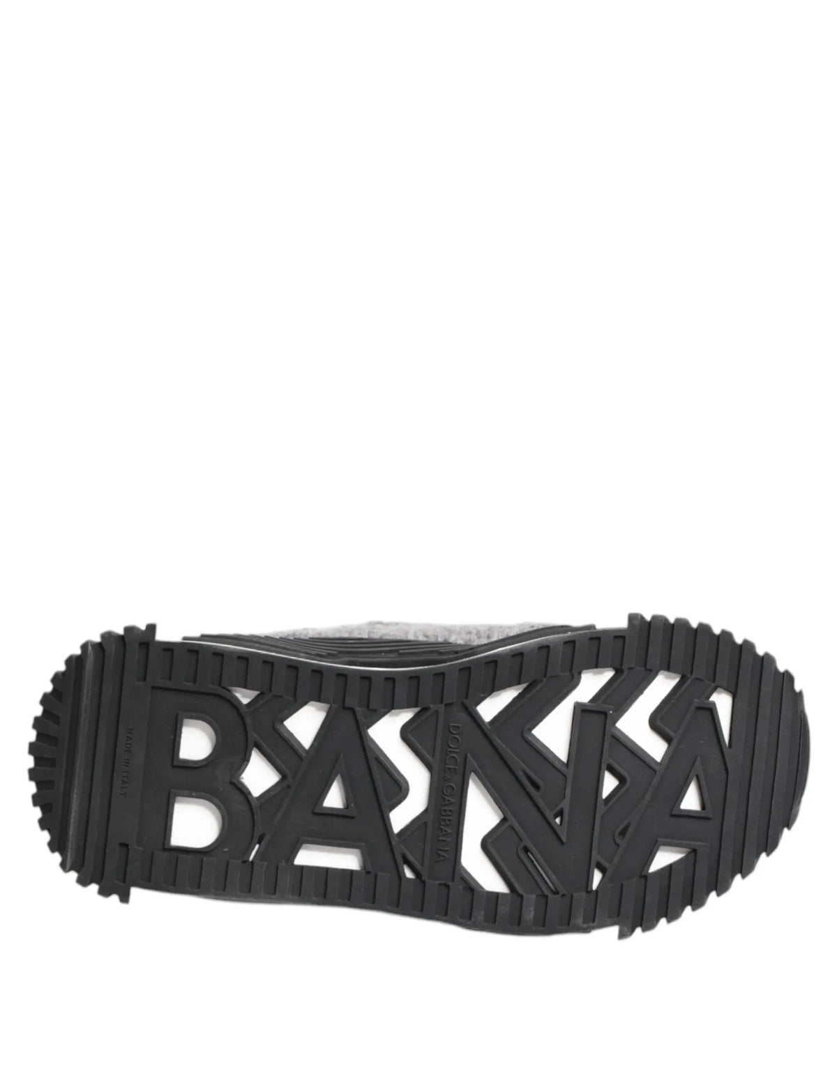 Semelle extérieure noire en caoutchouc avec logo banana embossé et motif de bande de roulement texturé pour baskets dolce gabbana ns1 basses noir gris