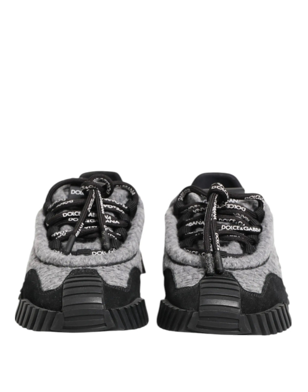 Baskets basses dolce & gabbana ns1 en laine noire et grise avec semelle en caoutchouc épaisse et lacets brandés