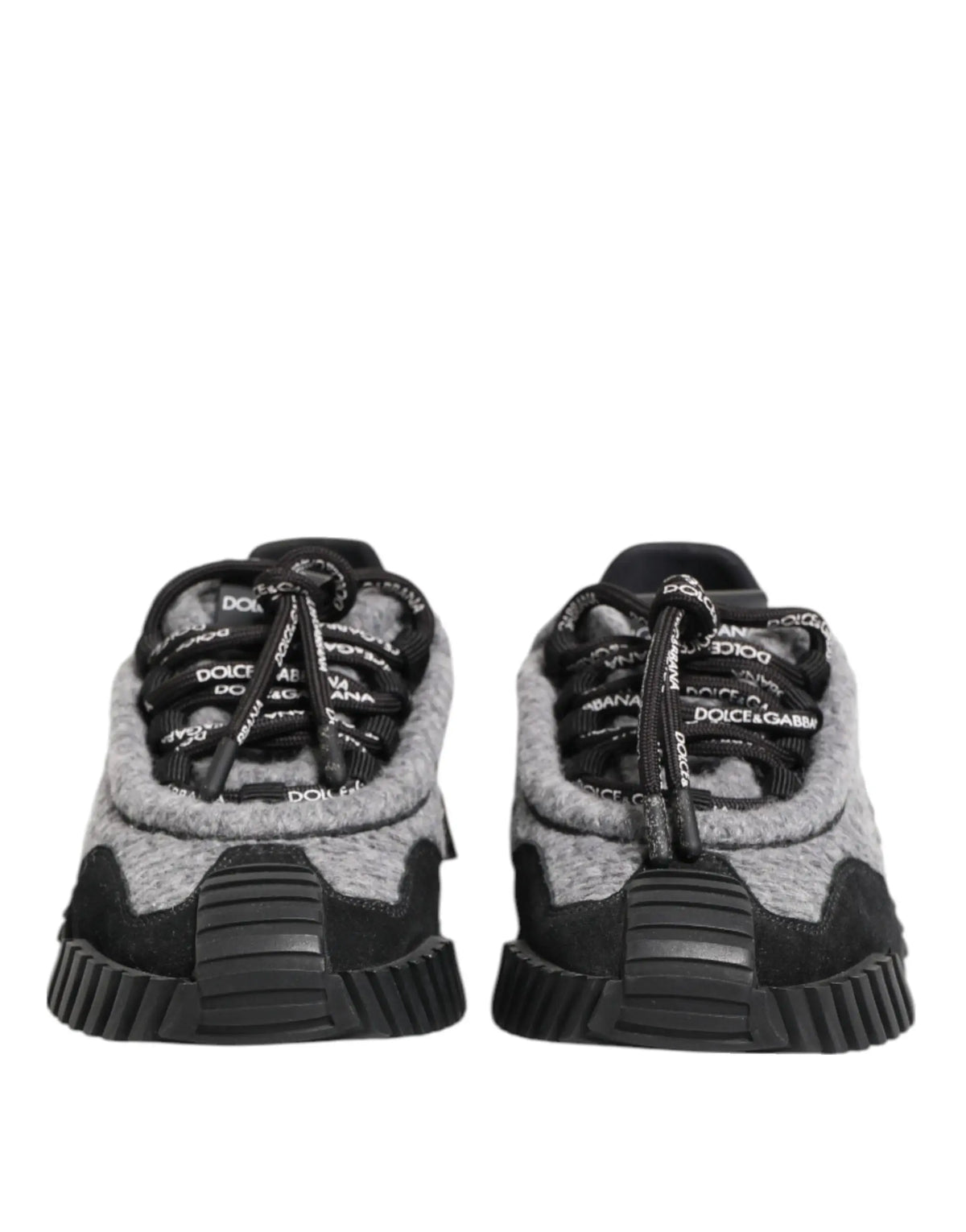 Baskets basses dolce & gabbana ns1 en laine noire et grise avec semelle en caoutchouc épaisse et lacets brandés