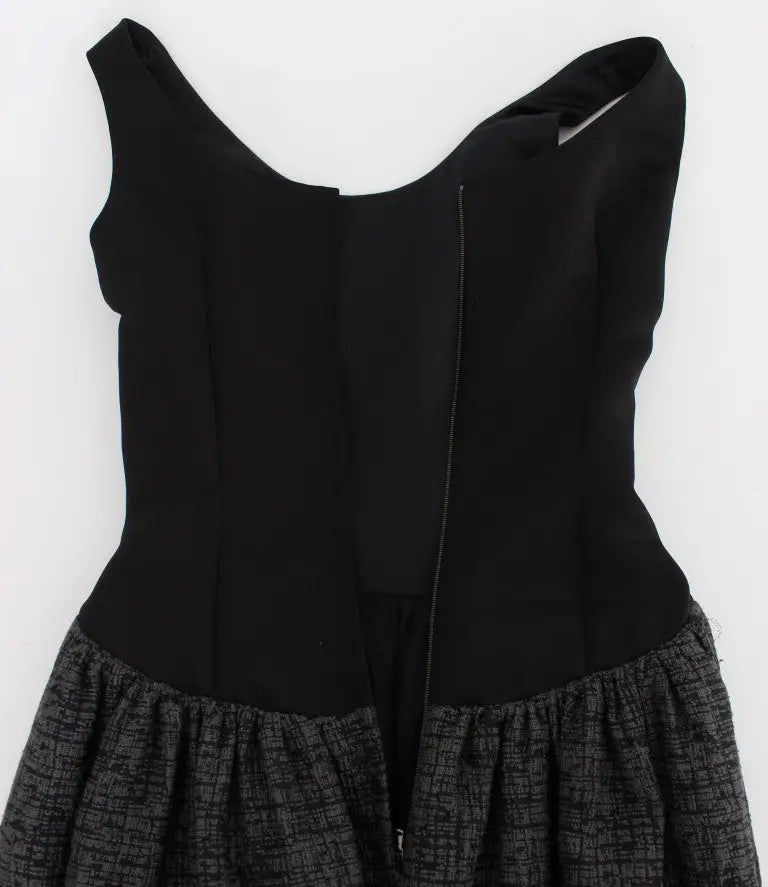 Robe fourreau dolce & gabbana noire avec corsage structuré et jupe texturée gris foncé pleine longueur