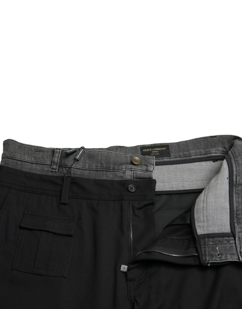 Pantalon slim en denim coton noir dolce & gabbana avec ceinture et doublure intérieure grise foncée