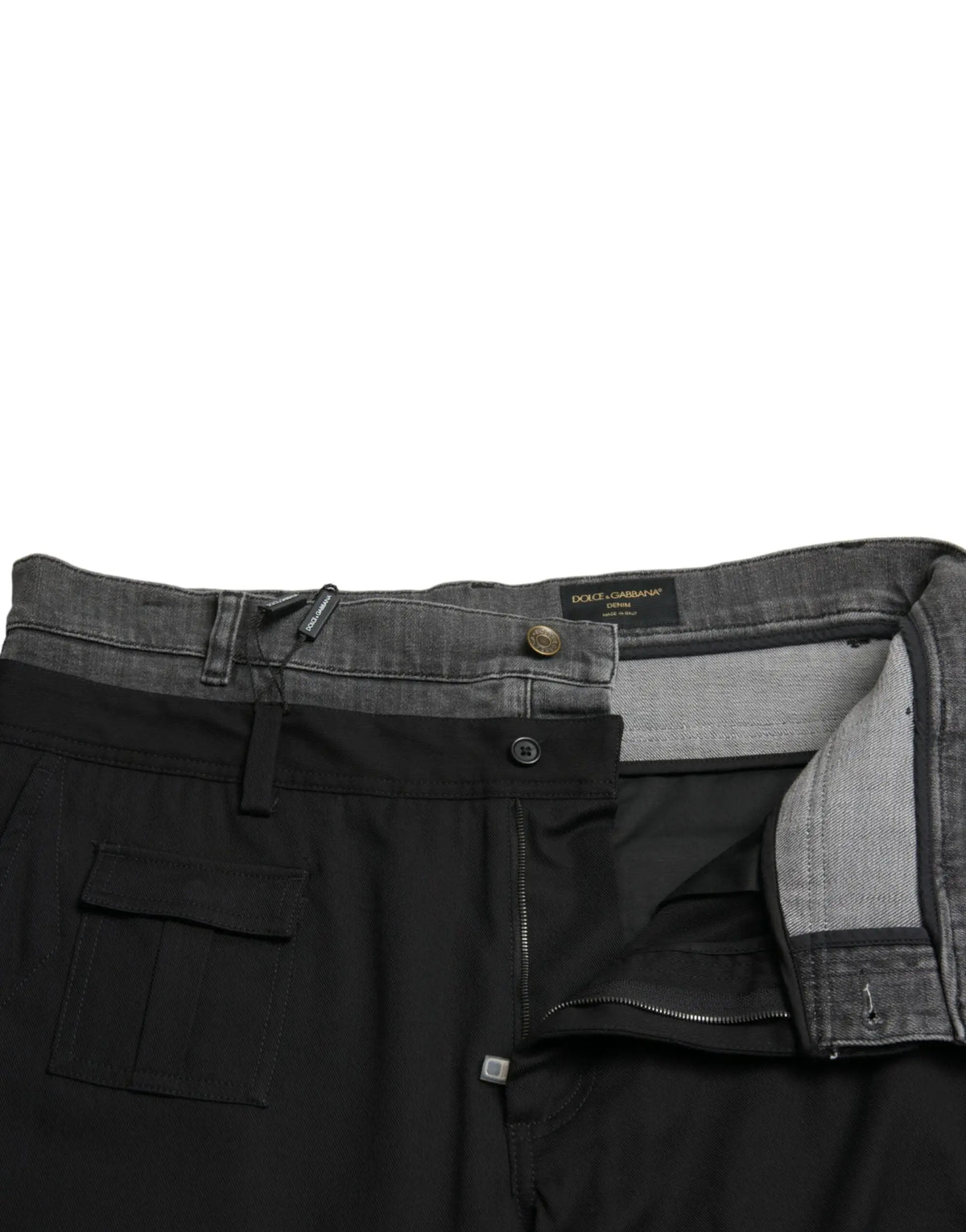 Pantalon slim en denim coton noir dolce & gabbana avec ceinture et doublure intérieure grise foncée