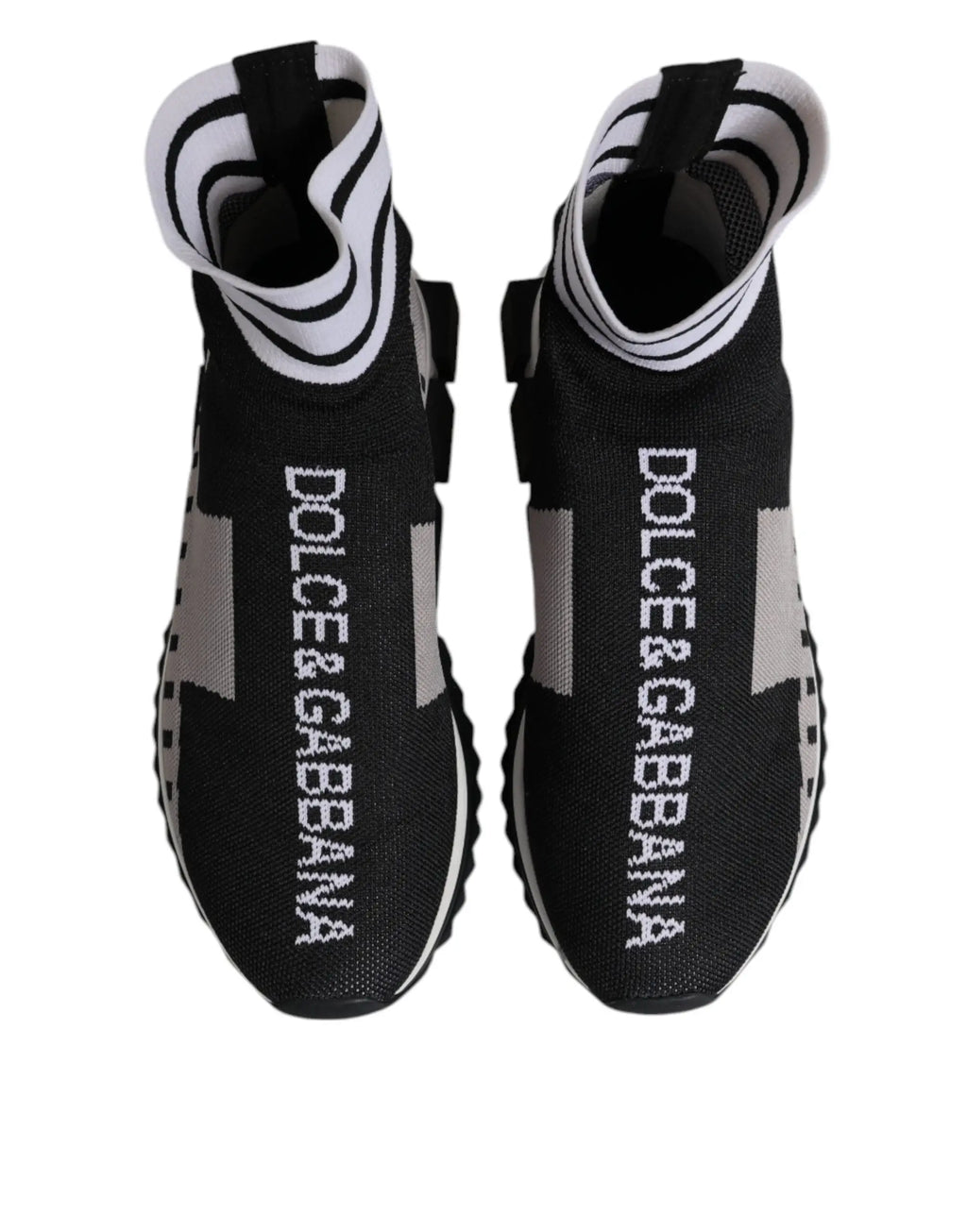 Baskets pour femme dolce gabbana sorrento noirs et gris en maille type chaussette avec logo vertical gris