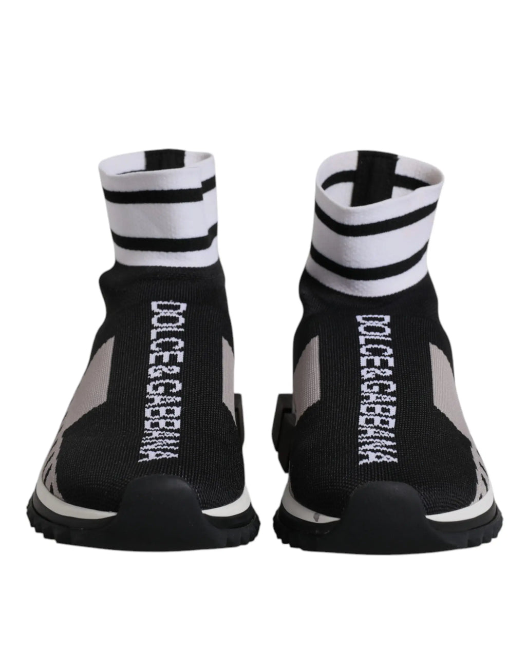 Baskets femmes dolce & gabbana sorrento noires et grises en maille style chaussette avec logo cousu verticalement