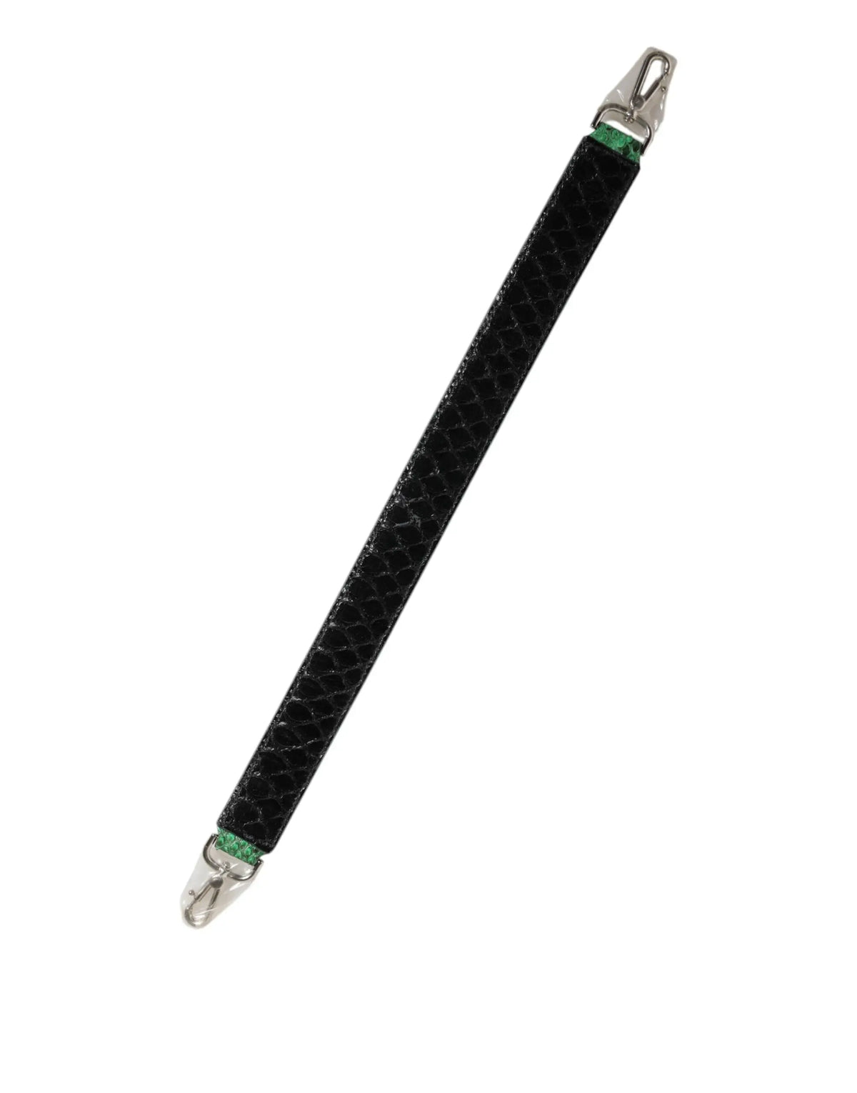Strap d’épaule dolce & gabbana en cuir exotique noir vert avec texture peau de serpent et accents en tissu vert
