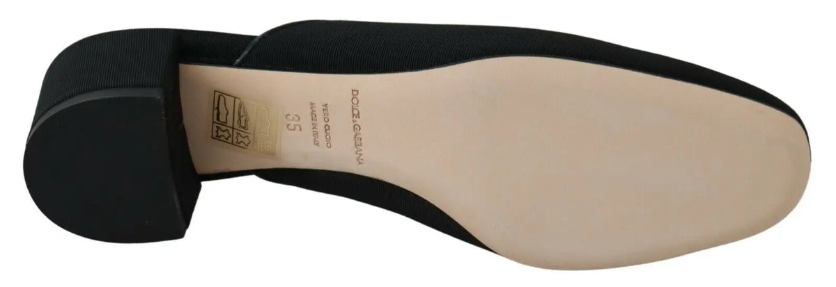 Dolce gabbana sandales femmes noires en cuir lisse avec talon carré vue arrière