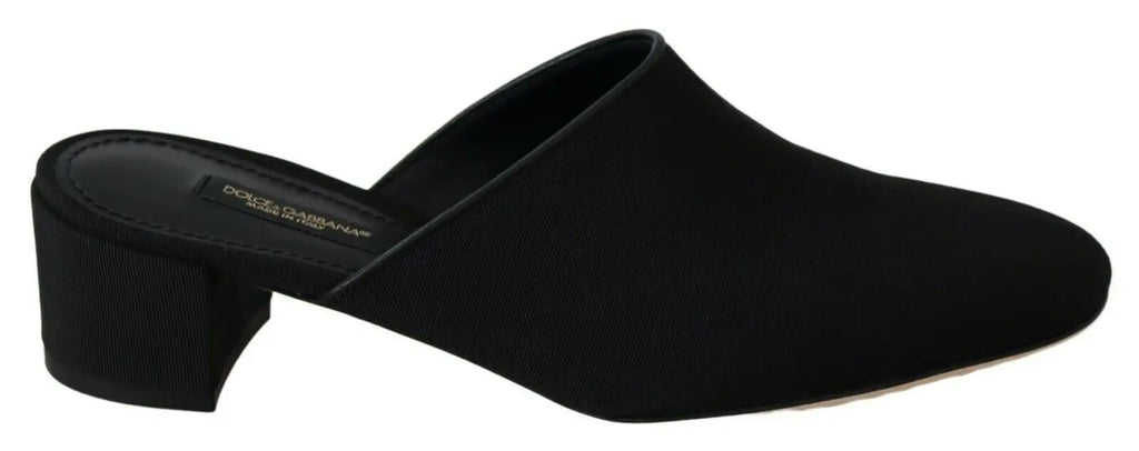 Mules dolce & gabbana noires en suède doux avec talon bloc pour femmes chaussures slides grosgrain