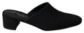Mules dolce & gabbana noires en suède doux avec talon bloc pour femmes chaussures slides grosgrain