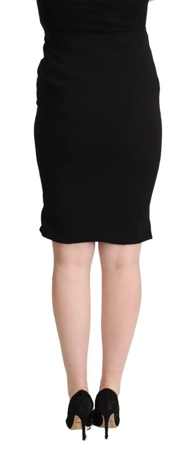 Dolce & gabbana jupe crayon noire taille haute en tissu extensible lisse et silhouette ajustée au genou