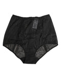 Dolce & gabbana noir taille haute en dentelle et mesh transparent avec bords festonnés shapewear culotte