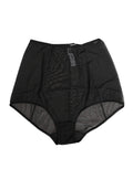 Dolce & gabbana culotte taille haute noire en mesh transparent avec texture côtelée subtile et finitions renforcées