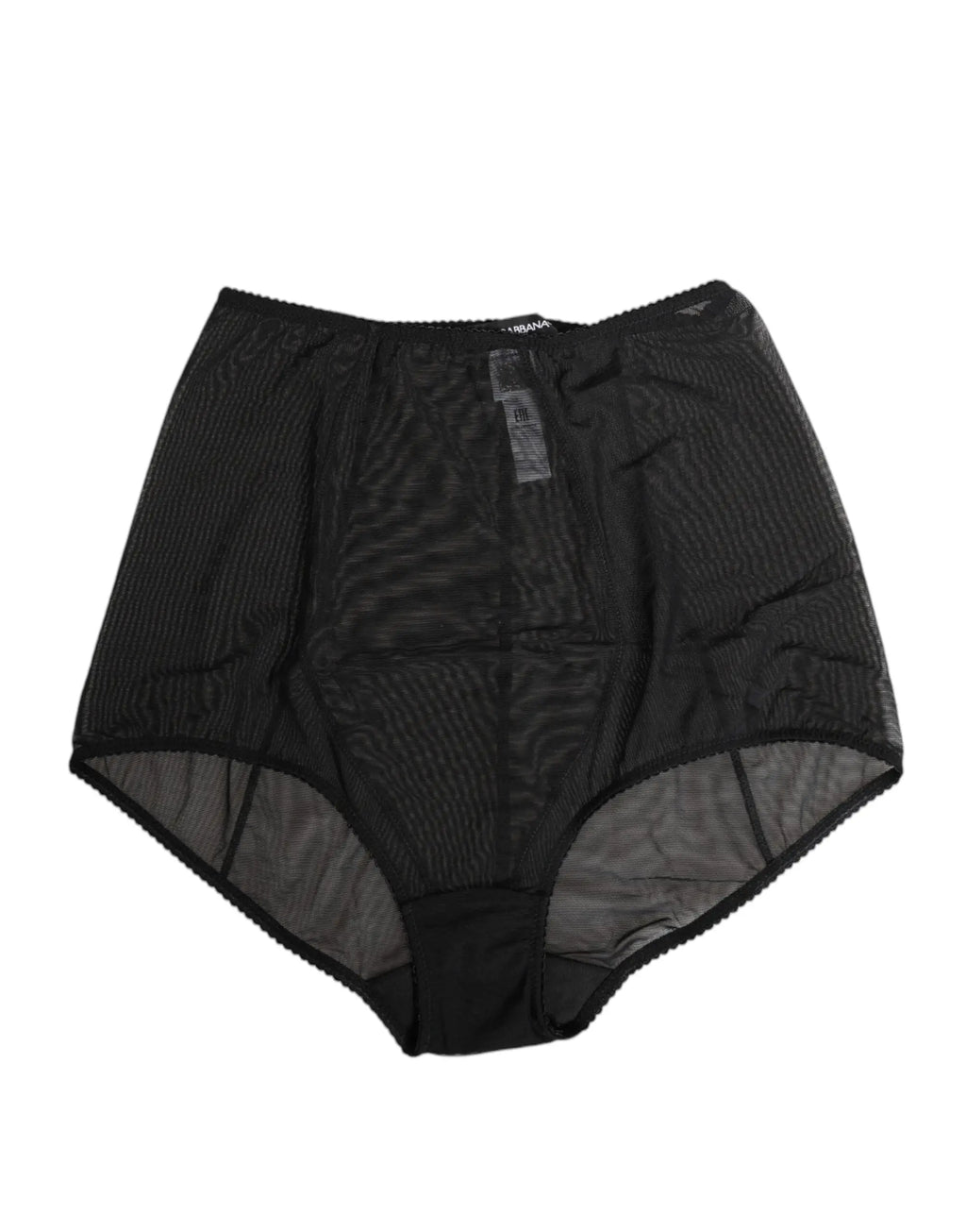 Dolce & gabbana noir shapewear taille haute en maille transparente avec texture côtelée et finitions renforcées