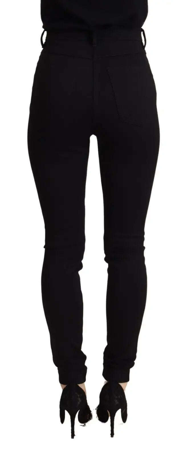 Jeans noirs skinny taille haute dolce & gabbana avec coupe slim et design ajusté en tissu denim