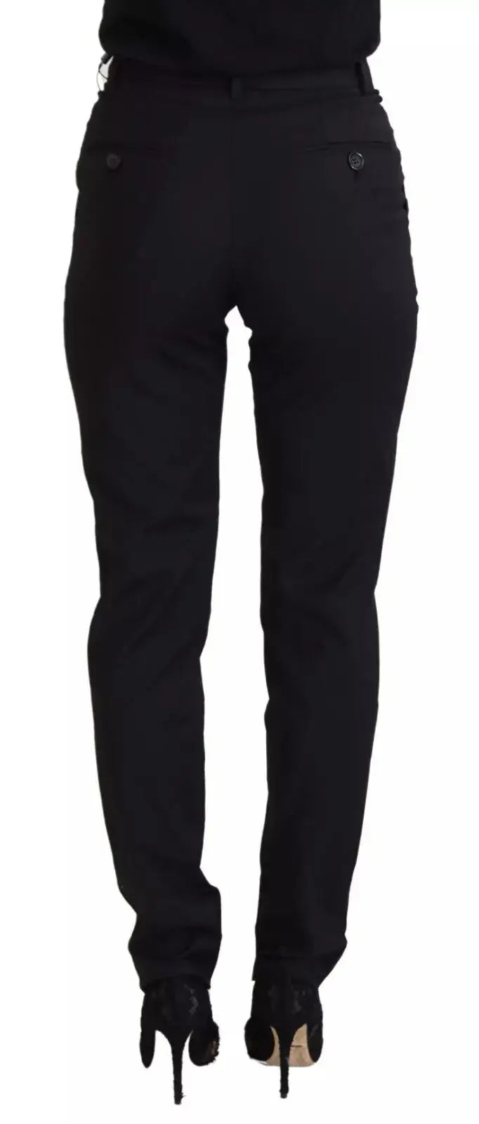 Pantalon noir dolce & gabbana taille haute coupe slim avec poches arrière boutonnées vue arrière