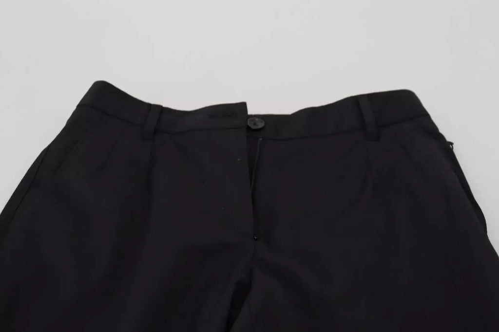 Pantalon noir taille haute dolce et gabbana avec fermeture bouton et plis subtils style skinny pour bureau
