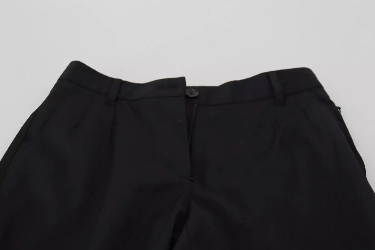 Pantalon noir taille haute dolce et gabbana avec fermeture bouton et plis subtils style skinny pour bureau