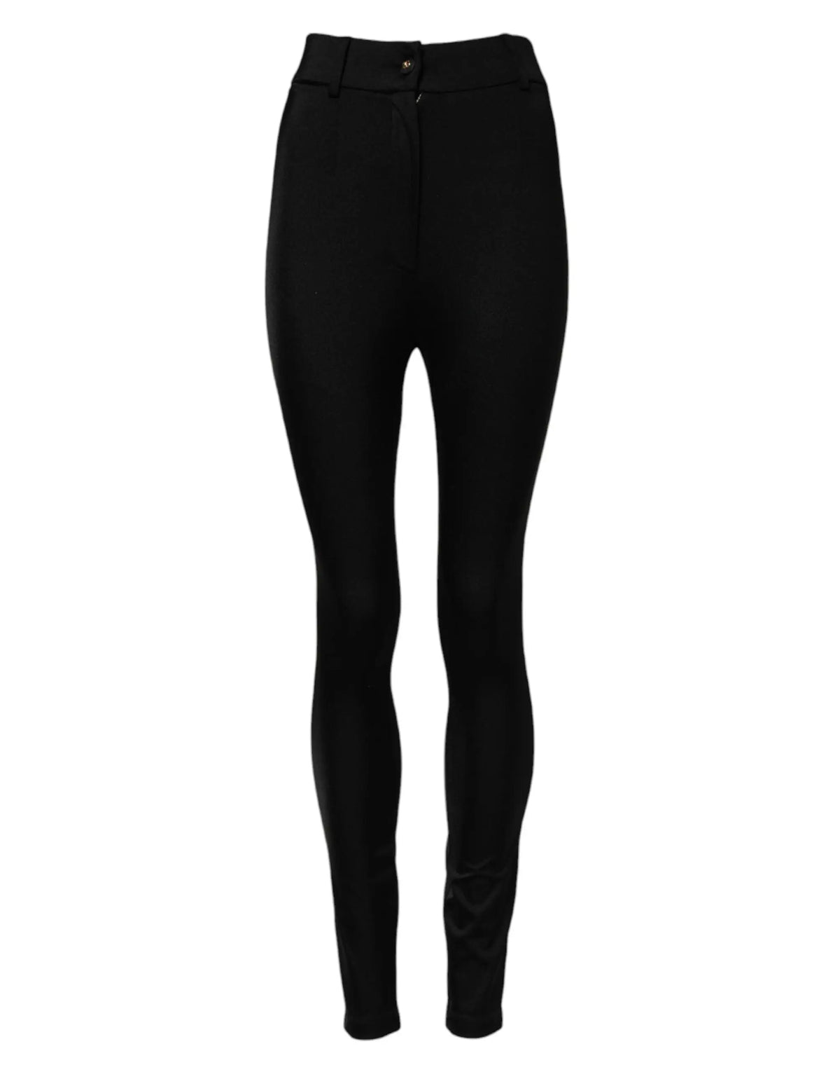 Pantalon slim noir taille haute dolce gabbana en tissu lisse avec fermeture éclair subtile devant
