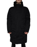 Dolce & gabbana manteau parka noir à capuche en coton avec design minimaliste et deux poches avant