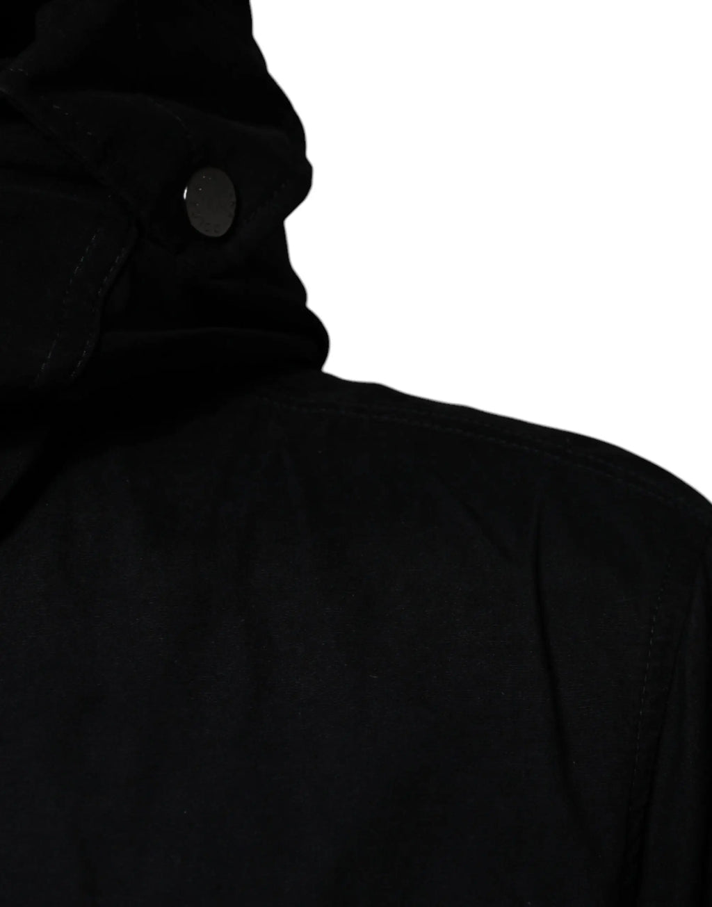 Dolce & gabbana parka noire à capuche en coton avec bouton argenté au col trench coat élégant