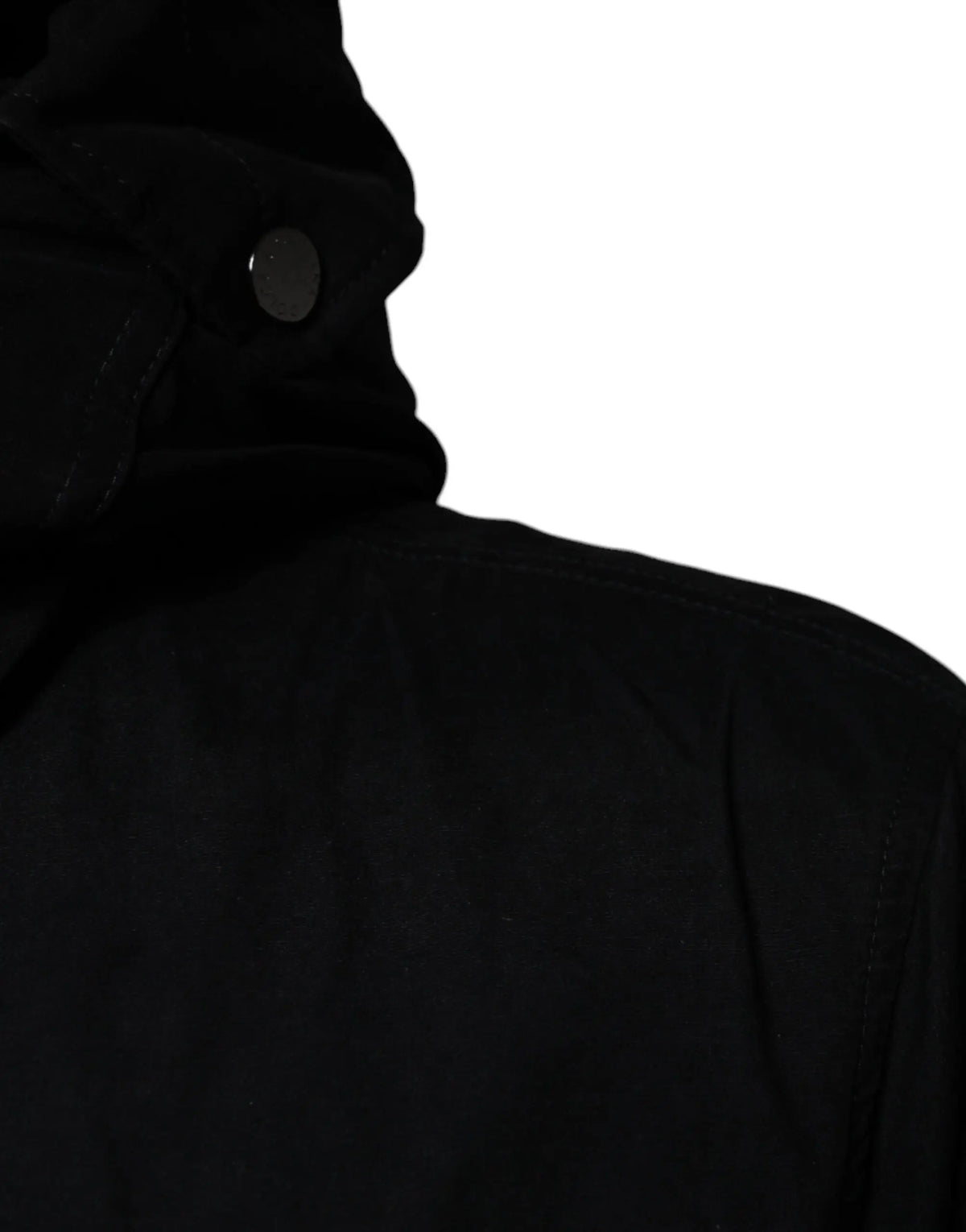Dolce & gabbana parka noire à capuche en coton avec bouton argenté au col trench coat élégant