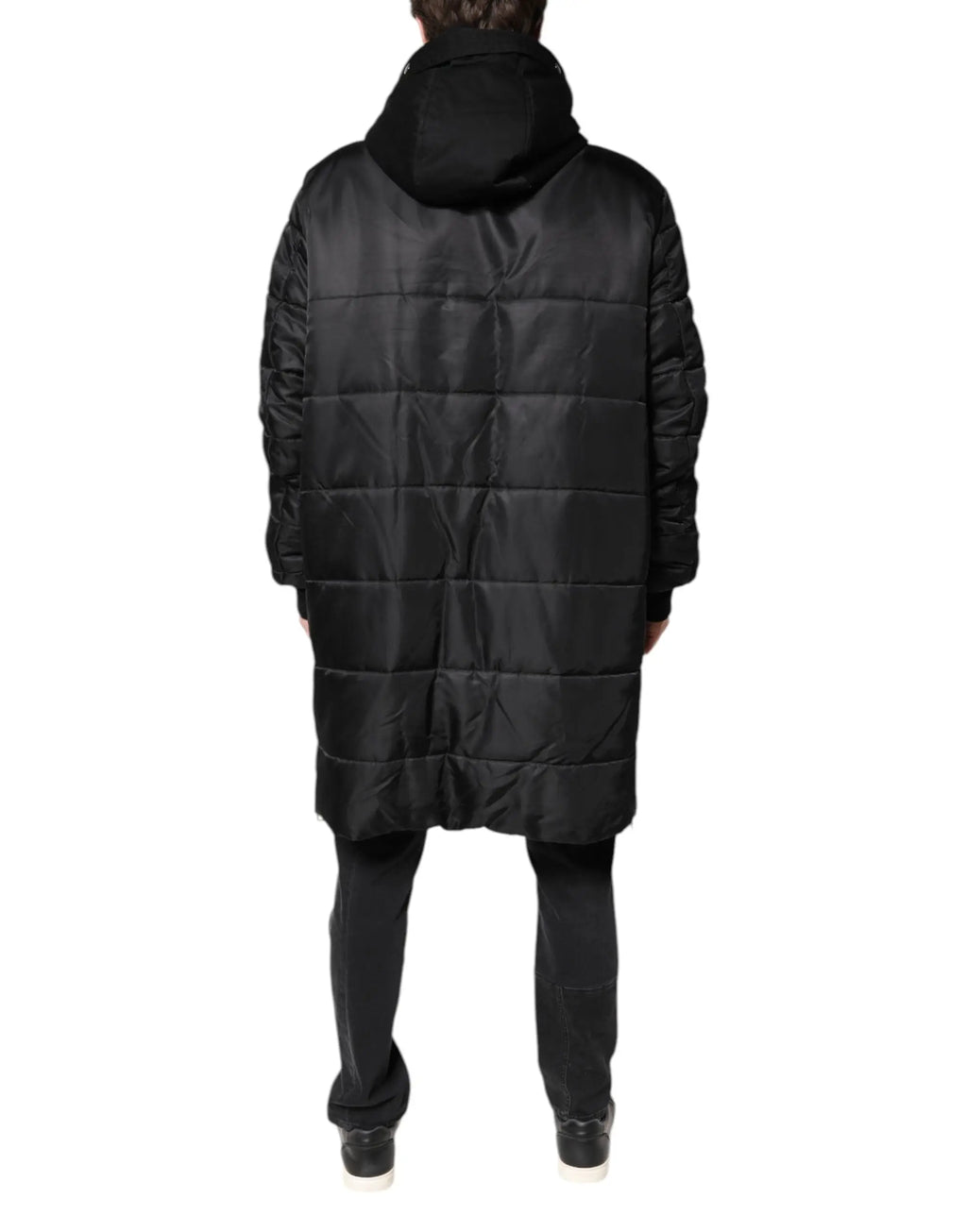 Dolce & gabbana parka noire matelassée à capuche en hiver pour homme en tissu rembourré chaud