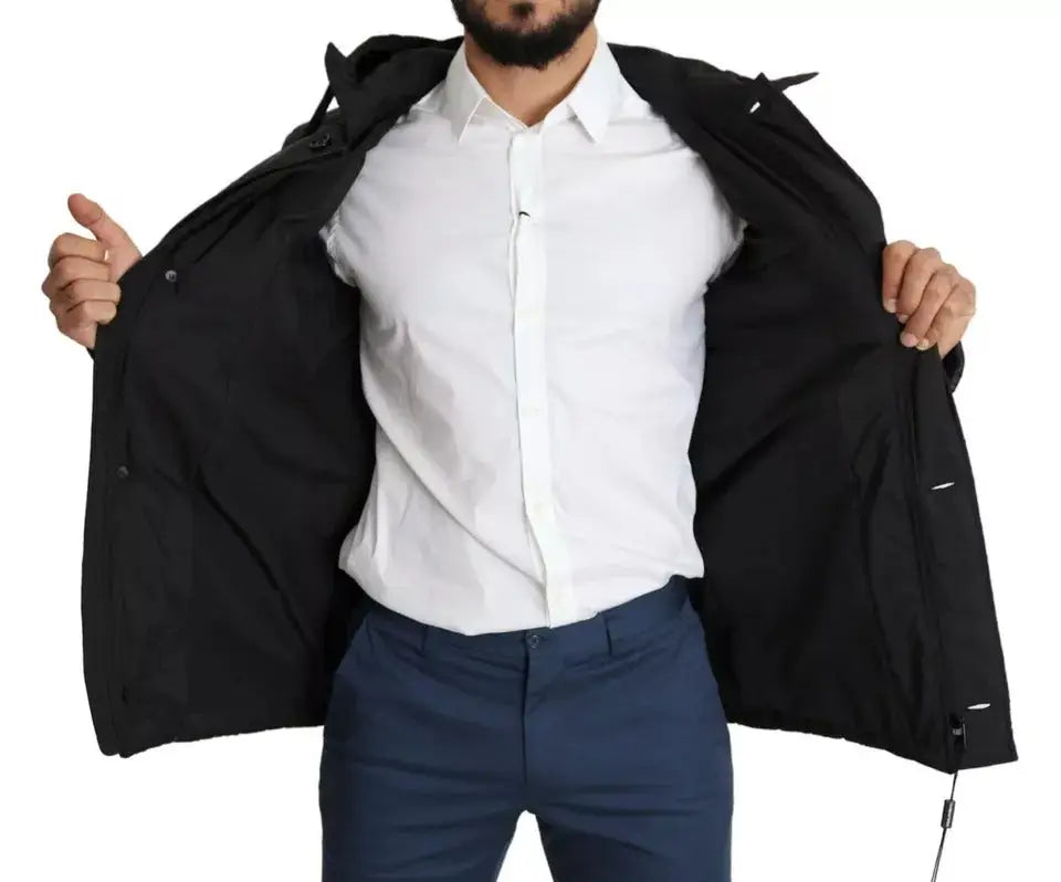 Veste à capuche noire dolce & gabbana pour homme en polyester avec design moderne et coutures discrètes