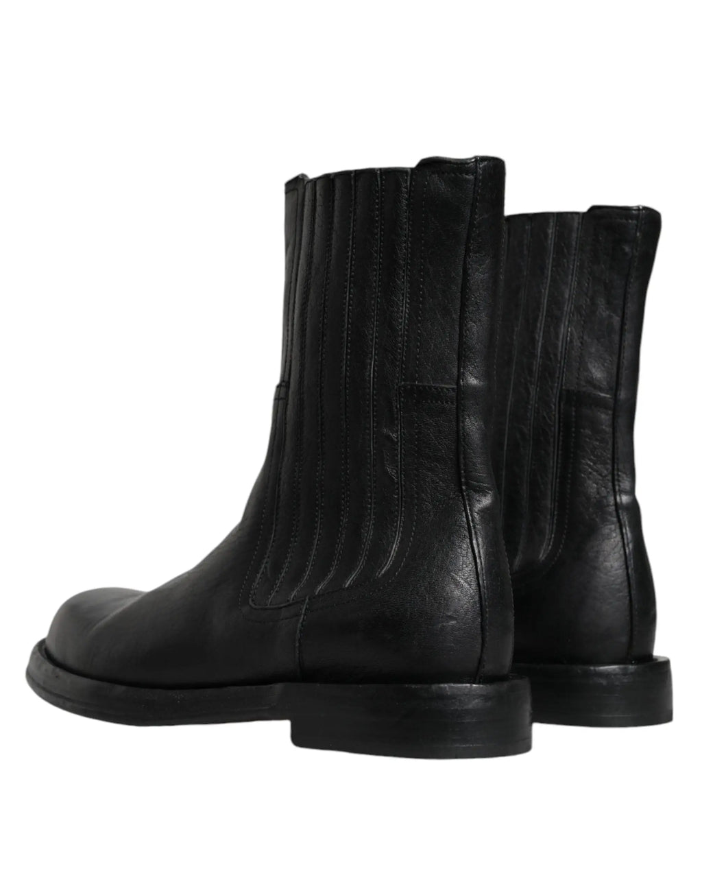 Dolce & gabbana bottes mi-mollet en cuir noir avec design minimaliste et coutures verticales discrètes