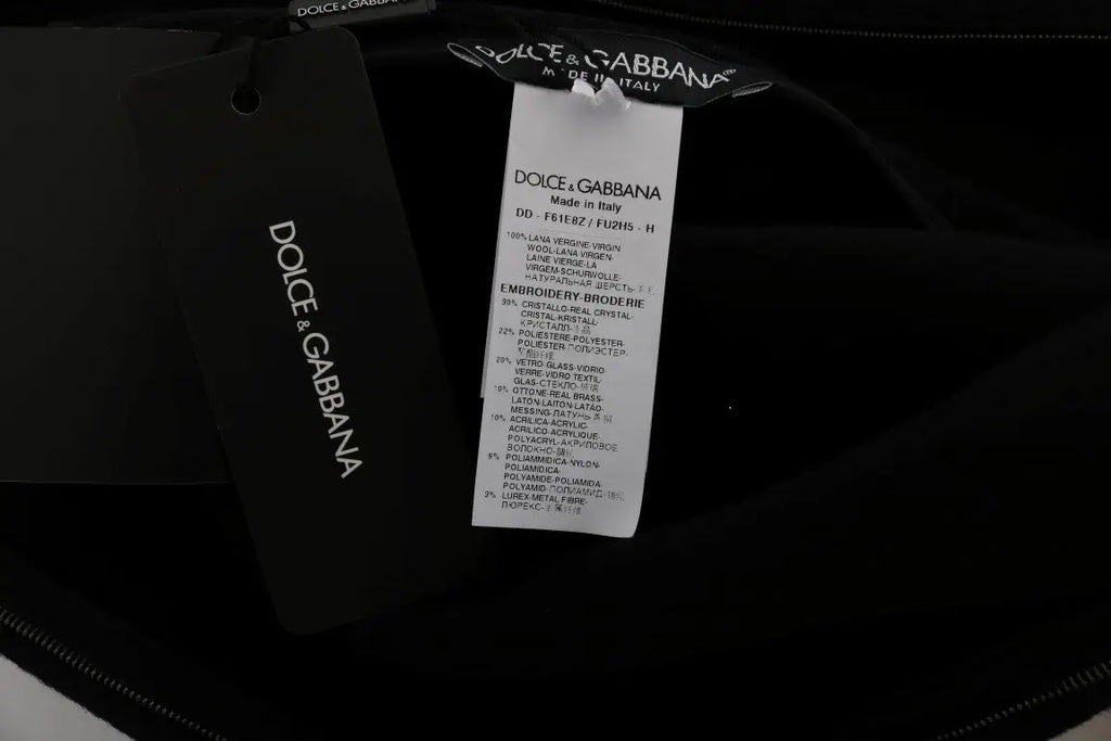 Robe noire dolce & gabbana i am a princess avec broderies complexes et cristaux détaillés intégrés