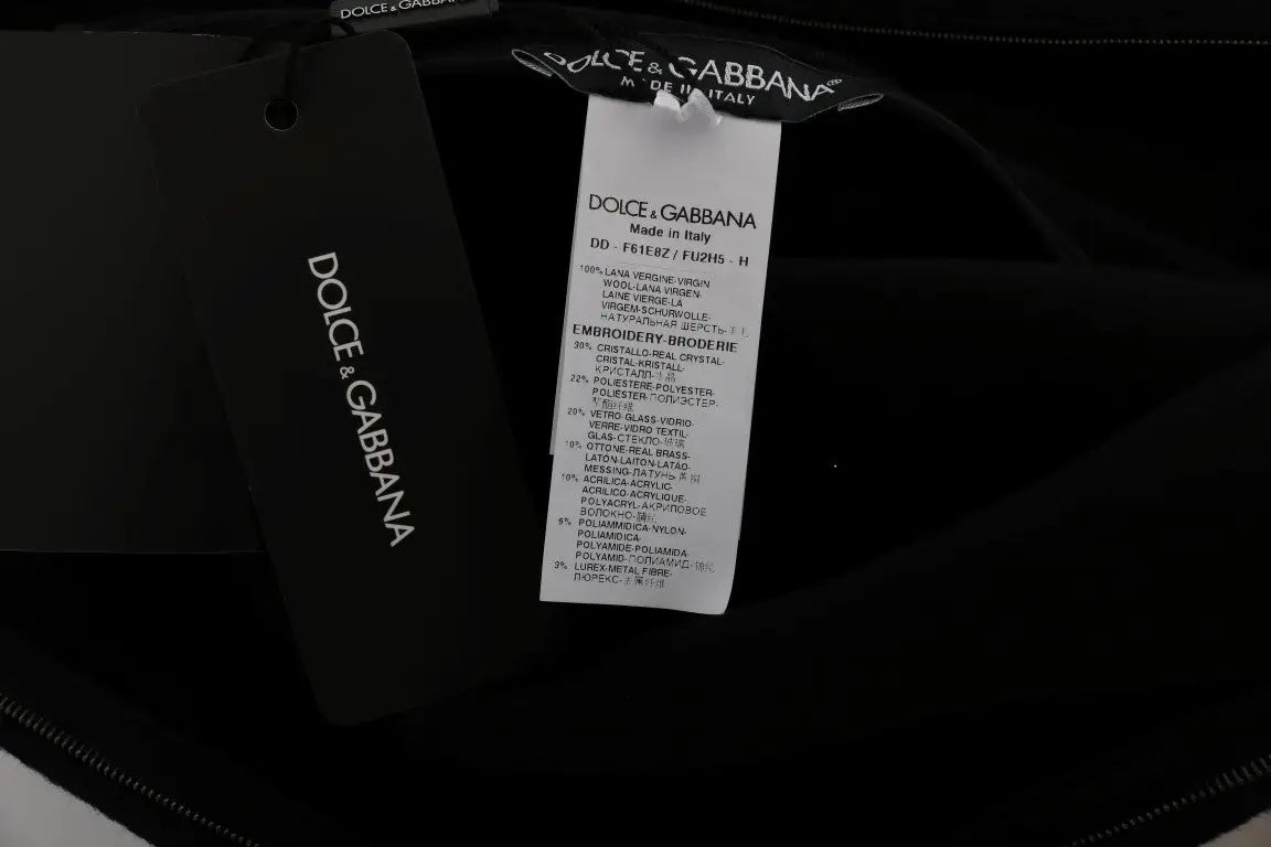Robe noire dolce & gabbana i am a princess avec broderies complexes et cristaux détaillés intégrés
