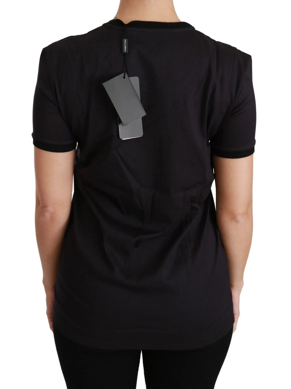 T-shirt dolce & gabbana black #imachristmastree noir à col rond avec manches courtes et bord côtes vue dos avec étiquette
