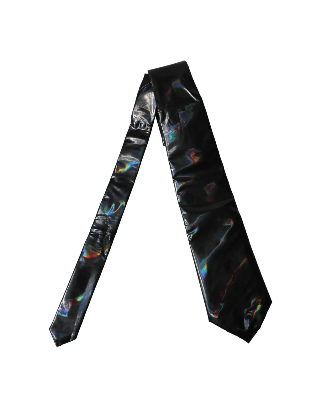 Dolce & Gabbana cravate noire holographique en soie iridescente réglable pour femme avec motifs réfléchissants
