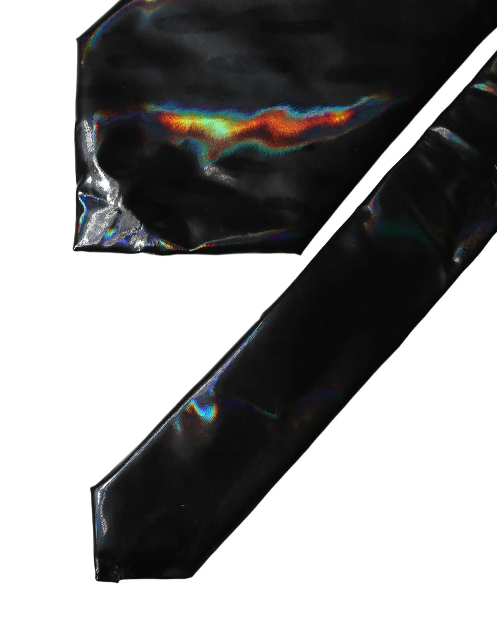 Dolce & Gabbana femme cravate noire en soie iridescente avec reflets arc-en-ciel ajustable et élégante