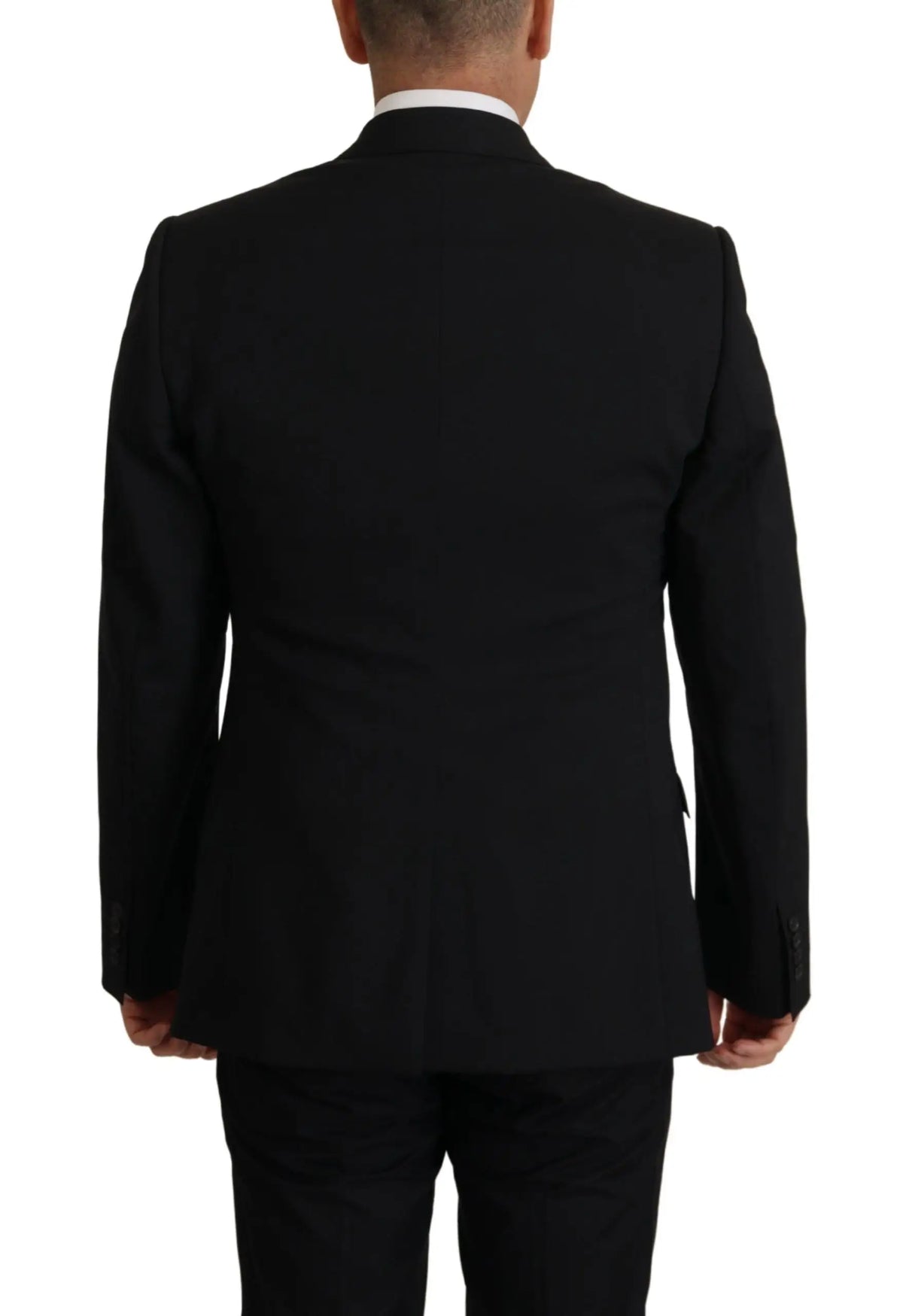 Dolce & gabbana black tailored jacket vest two piece martini blazer with classic cut and subtle texture
