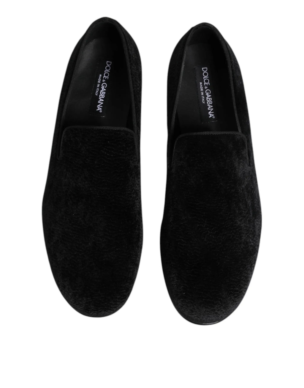 Dolce gabbana mocassins slip-on en velours noir jacquard pour homme chaussures habillées formelles