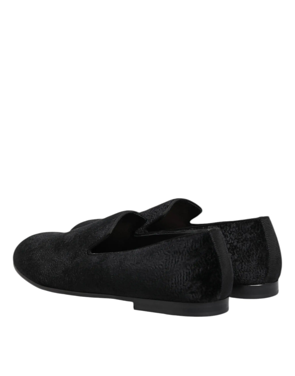 Dolce & gabbana mocassins noirs en daim jacquard avec motif subtil et talon bas pour homme habillé