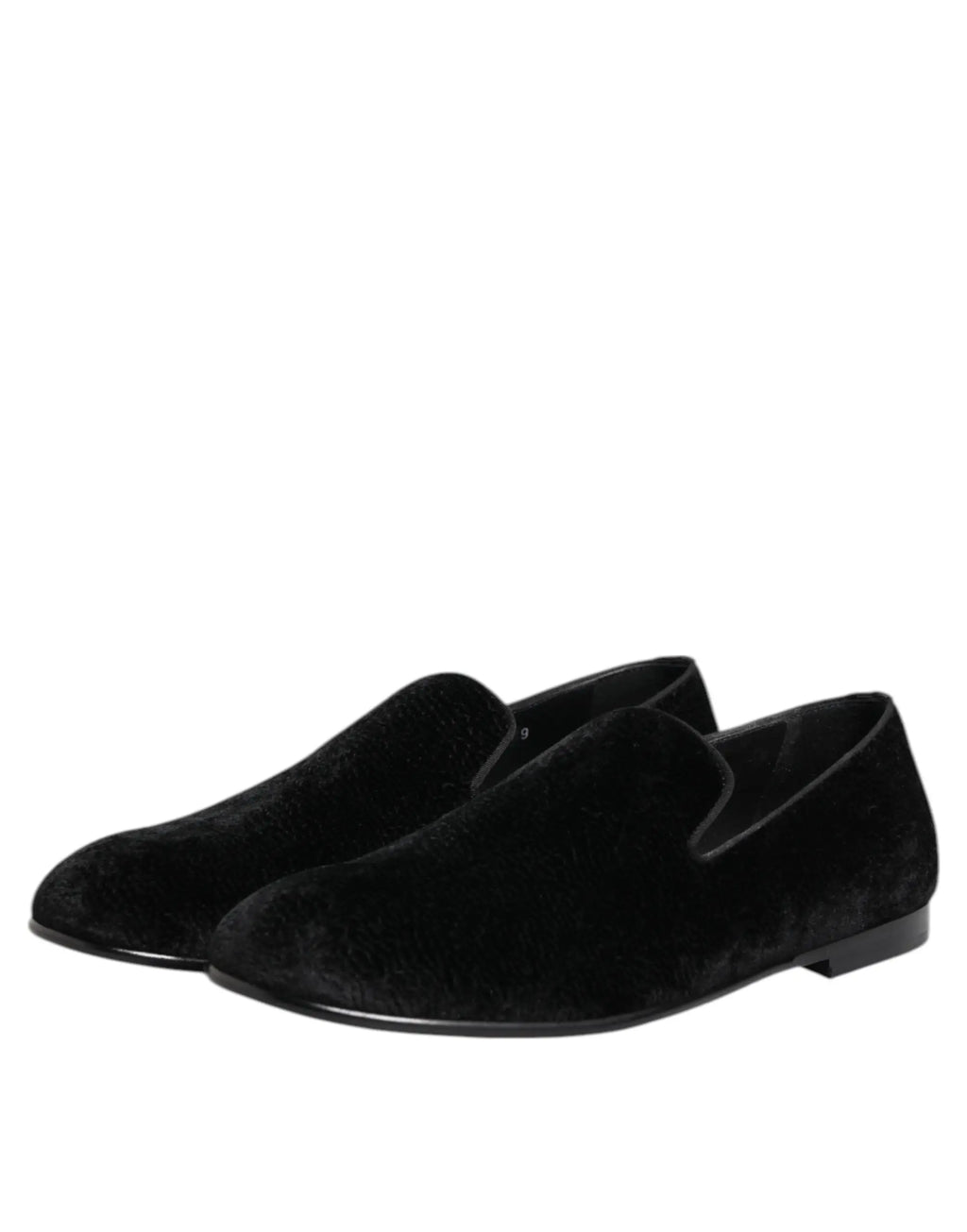 Dolce & gabbana black jacquard loafers en velours pour homme avec design minimaliste et semelle brillante