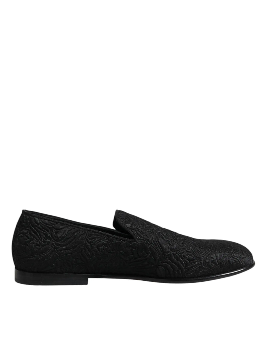 Dolce & gabbana mocassins slip on noirs en jacquard avec broderie florale subtile pour usage formel