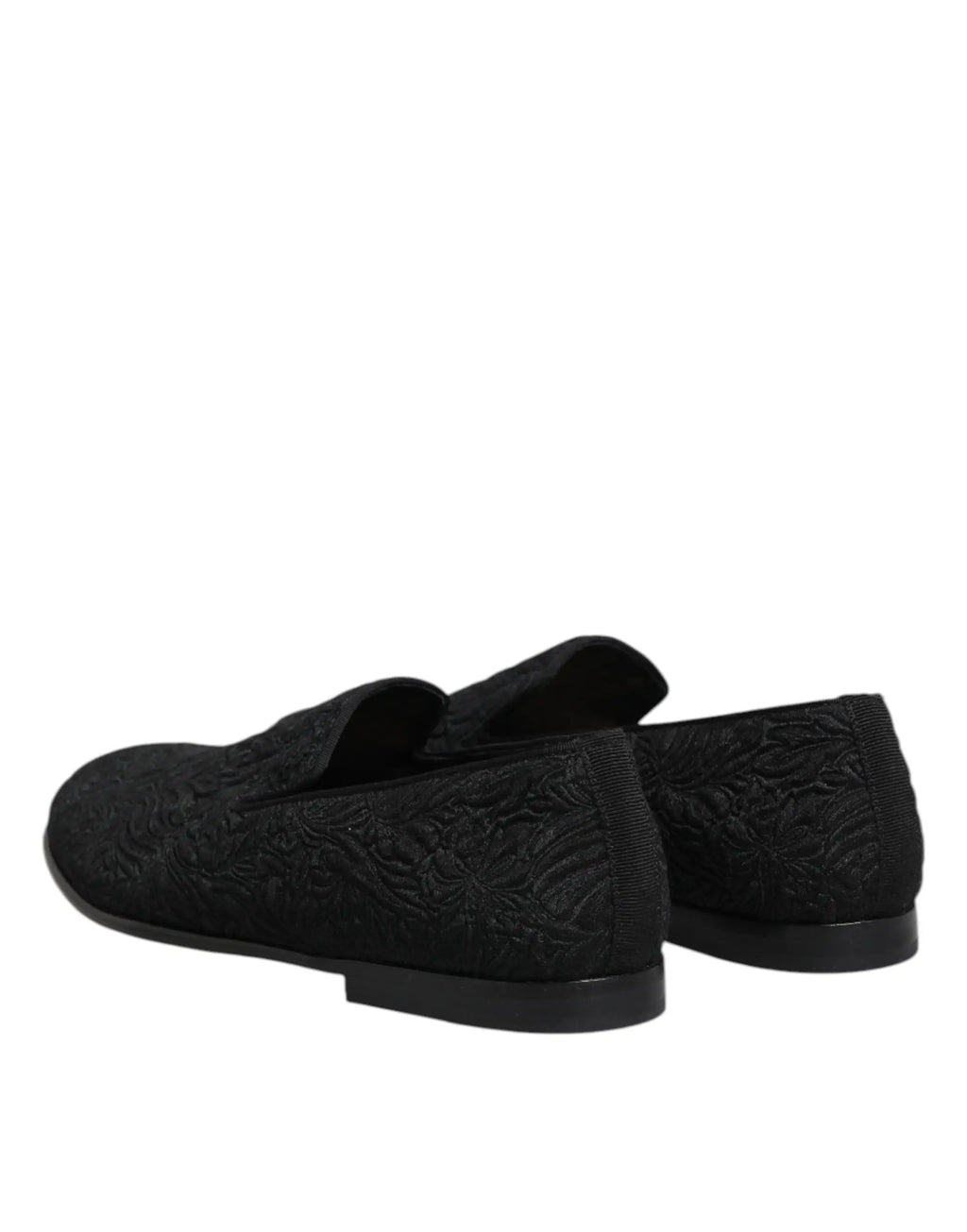 Dolce gabbana mocassins slip-on noirs en jacquard avec dessus texturé et semelle en caoutchouc élégante pour usage formel