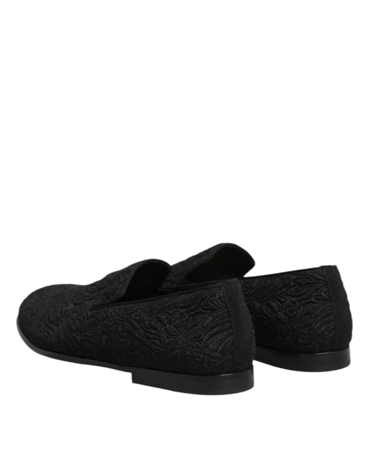 Dolce gabbana mocassins slip-on noirs en jacquard avec dessus texturé et semelle en caoutchouc élégante pour usage formel